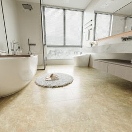 40-Pack Peel and Stick Floor Tiles Vinyl Floor 12 x 12 inch Self Adhesive Waterproof Flooring Planks DIY for Bathroom, Kitchen, Living Room, RV, Cover 40 Sq. Ft, Beige Vein Marble