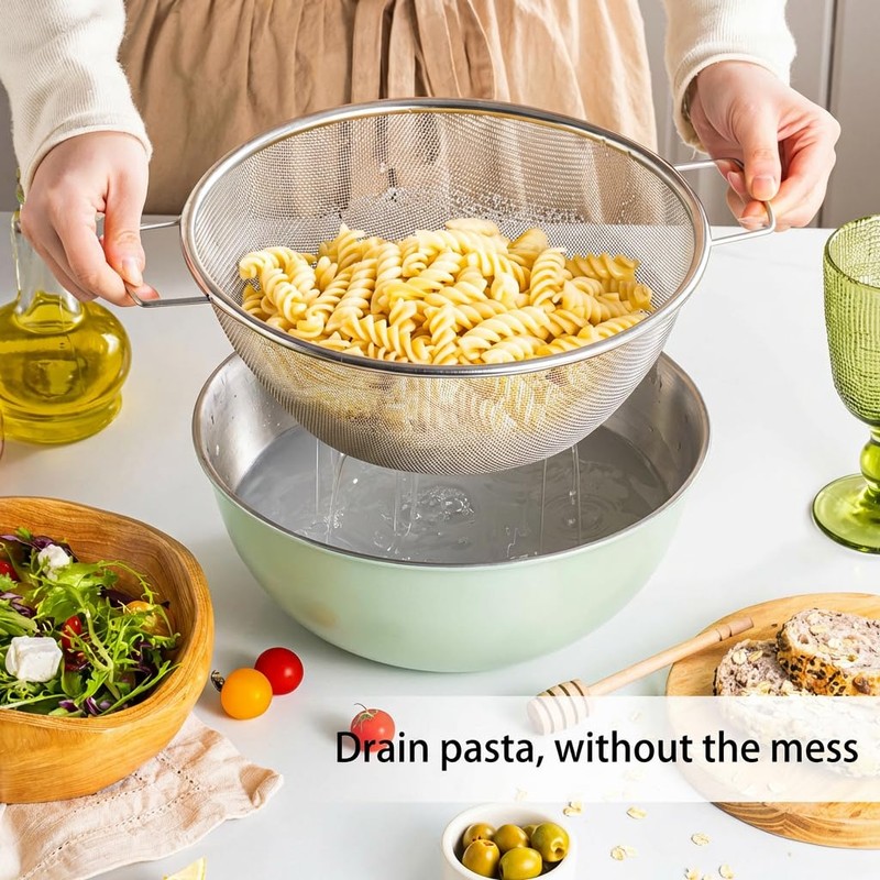 304 Stainless Steel Rice Washing Bowl and 40 Mesh Strainer