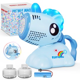 Panamalar Unicorn Bubble Machine for Kids, Automatic Oscillating Bubble Machine Light Up Portable Bubble Maker Toys with 10000+ Bubbles/Rechargeable Battery/2 Solution for Outdoor Party Wedding-Blue