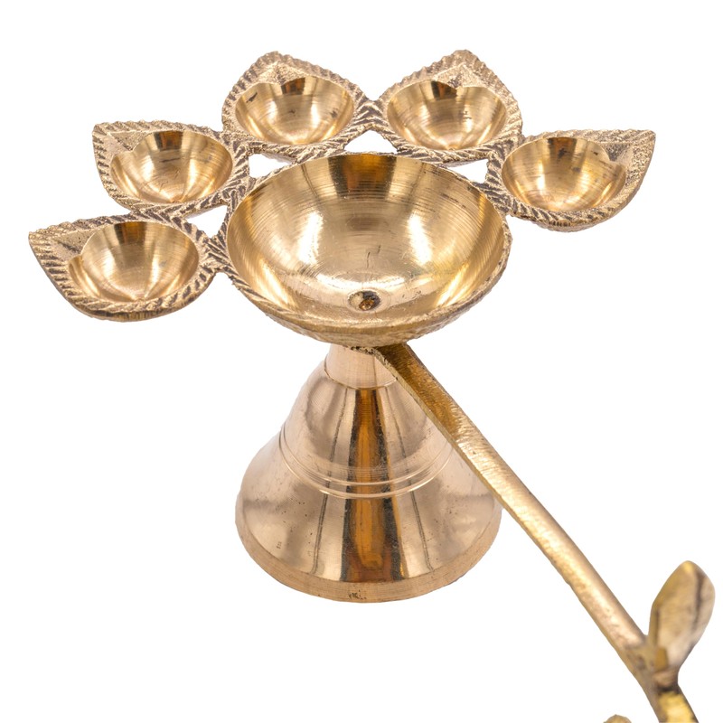 Traditional Brass Panch Aarti Diya for Puja Essential Pooja Article
