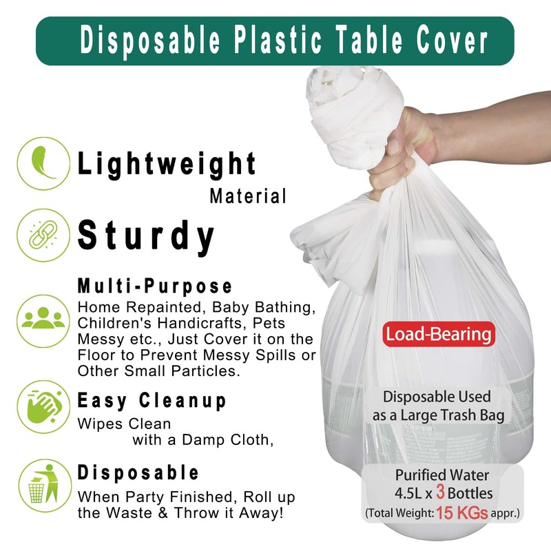 White Plastic Tablecloths 2 Pack Disposable Table Covers 84 Inch