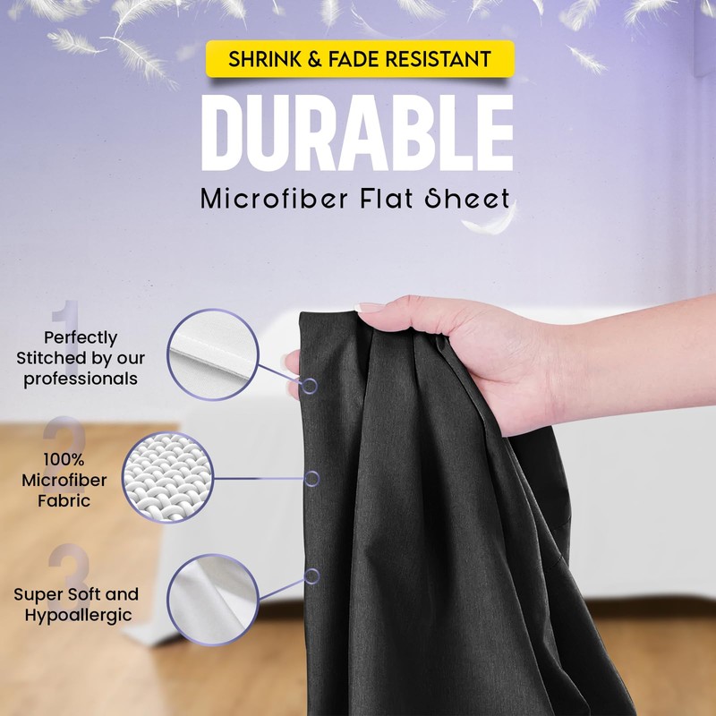Sunshine Comforts Microfiber Flat Sheets Super King Size Breathable, Anti
