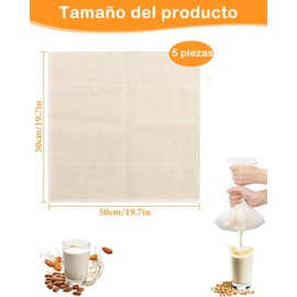 5 Piezas Cheese Cloth, Cuajo Para Queso, Manta De Cielo, Adecuado Para Hacer Queso y Yogur, También Se Puede Utilizar Para Empaquetar Especias, Cerveza, Jugo Sin Semillas, Etc