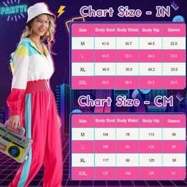 WILDPARTY 80s 90s Outfit Jumpsuit Women's Tracksuit Overall Hoodie, Jogging Suit with Inflatable Ghetto Blaster Hat Glasses Necklace Earrings Carnival Fancy Dress Theme Party Costume