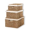 Set of 3 Rectangular Seagrass Baskets with Lids and Removable