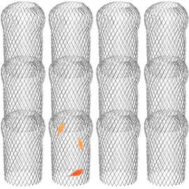 Lyellfe 12 Pack Gutter Strainer, 4 Inch Expandable Gutter Downspout Guards, Aluminum Mesh Gutter Filter Strainer, Stop Blockage Leaves Debris, Fits for 1.7"W - 4"W Holes