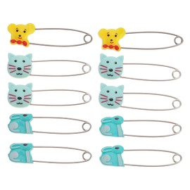 PATKAW Animal Pin Clasp 10pcs Diaper Pins, Safety Diapers Pins Safety Pin Stainless Steel Pin with Locking Closure, Random Color Brooch Pin