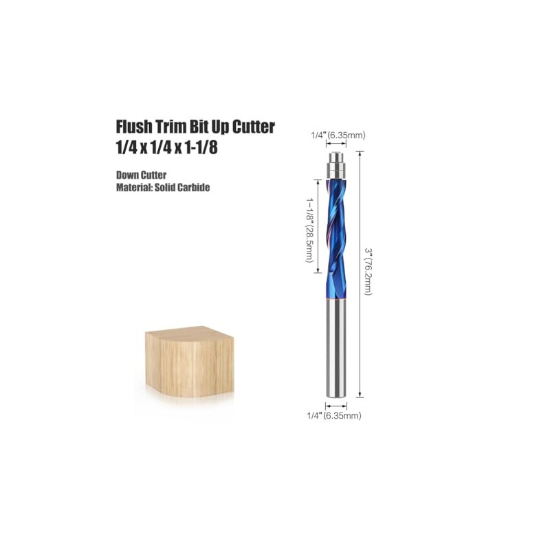 Spiral Flush Trim Router Bit 1/4 Inch Shank, CNC Router