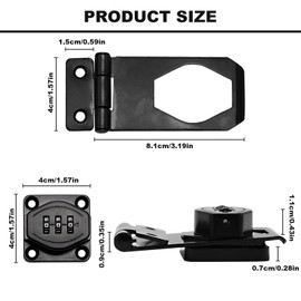 Latch Combination Lock, Wieat 3 Digit Home Cabinet Combination Lock, keyless Rotary Open Combination Lock for Drawers, cabinets, Filing cabinets, Small Doors, Grain bin Doors, Filing cabinets