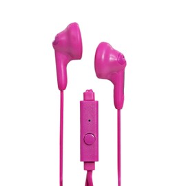 Magnavox MHP4820M-PK Gummy Earbuds with Microphone in Pink | Available in Pink, Purple, White, Black, & Blue | Earbuds Gummy | Extra Value Comfort Stereo Earbuds | Durable Rubberized Cable |