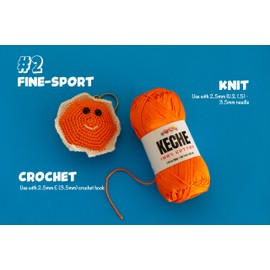 Cotton Yarn - 100% Cotton Yarn for Crocheting and Knitting, Mercerized Cotton Amigurumi Yarn Fine-Sport 2 1.76 oz (50g) / 136 Yrds (125 m) - Orange