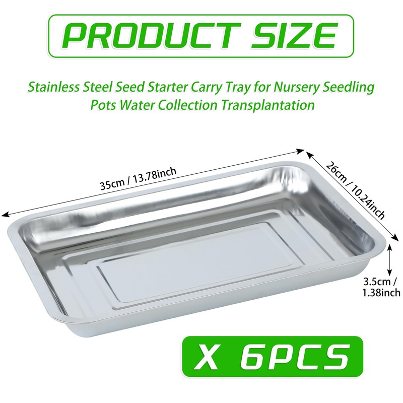 WBCBEC Plant Germination Trays, Stainless Steel Plant Trays Stainless Metal