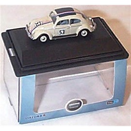 oxford pearl white herbie Volkswagen beetle car 1:76 railway scale diecast model (OXFORD76VWB001-1)