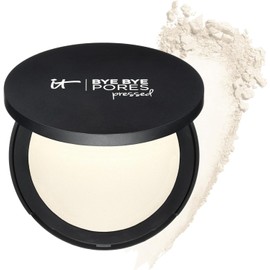It Cosmetics Bye Bye Pores Pressed – Polvo Traslúcido Compacto Fijador de Maquillaje con Péptidos, Colágeno Hidrolizado y Seda, Acabado Natural para Todo Tipo de Piel, 9 g