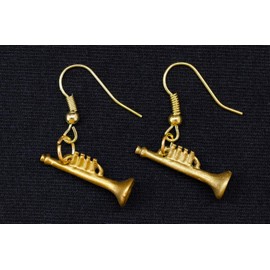 Miniblings Trumpet Earrings Trumpet Earrings Pendant Gold-Plated Music Gold Mini - Handmade Fashion Jewellery I Earrings Earrings Gold-Plated, Cotton