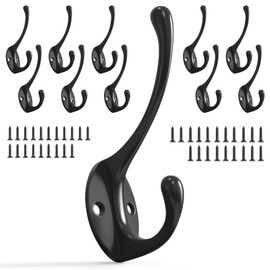 ZAYBOD 10PCS Wall Hooks, Coat Hooks, Hooks for Hanging Heavy Duty, Wall Hooks for Hanging, Hook Wall Mount, Closet Hooks with 20 Screws for Towel, Robe, Coats, Scarf, Bag, Cap
