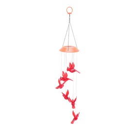 Solar Wind Chime ABS Light Flame Bird Outdoor Decorative Colorful Solar Wind Chime Lamp for Courtyard Red Shell