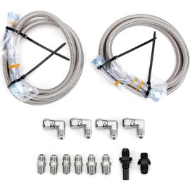 Blitech Transmission Cooler Lines Kit w/6AN Fittings - 2 x 70 Inch Stainless Steel Braided Hose, For GM 4L60E/4L80E Chevy/GMC TH350/TH400/200-4R/700R4