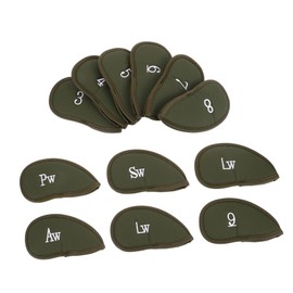 Parliky 12pcs Fake Leather Golf Iron Head Covers Thickened PU Protective Sleeves Snug Fit Durable Club Head Protectors for Outdoor Golf Enthusiasts