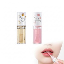 Crystal Jelly - Aceite hidratante para labios, 2 unidades, brillo de labios hidratante, juego de brillo de larga duración, herramientas para el cuidad