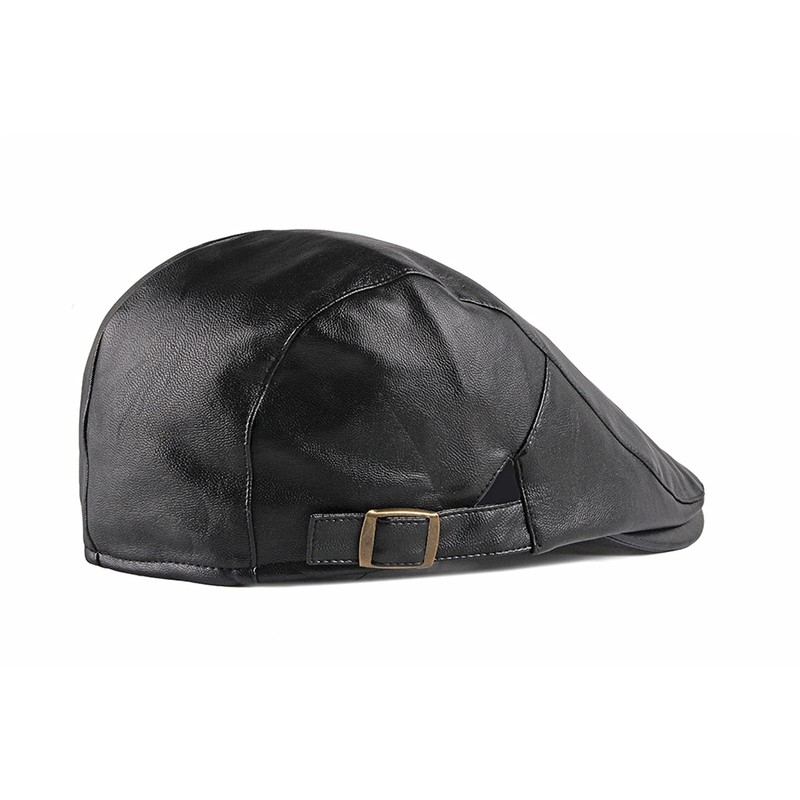 XUNQUCOM Classic Newsboy Cap,PU Leather Beret Ivy Flat Golf Driving