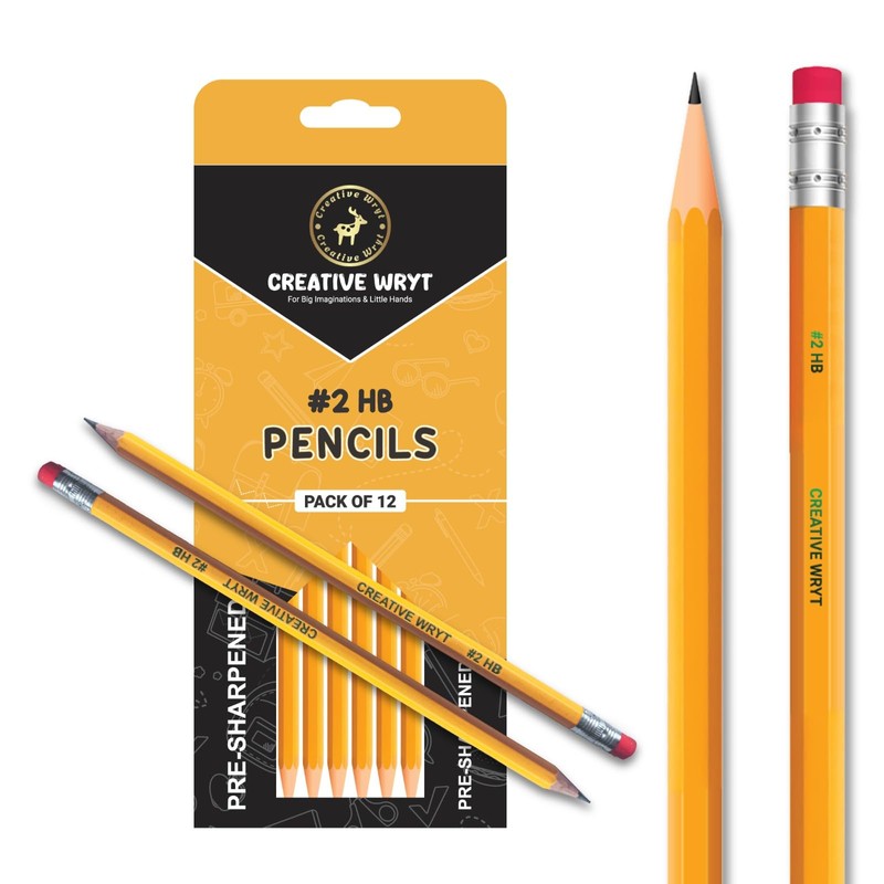 Creative WRYT Wood-Cased #2 Pencils 12 Pack, Pre-sharpened, HB Lead