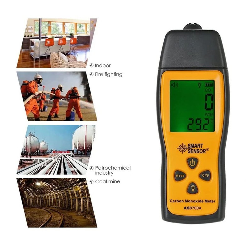 AS8700A Carbon Monoxide Meter,SMART SENSOR CO Meter,1000ppm CO Analyzer,Digital CO