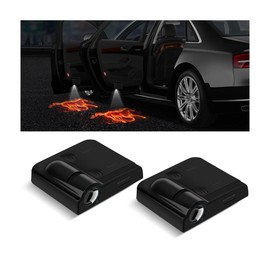 LKAHG 2Pcs Car Door Lights Logo Projector, Wireless LED Car Door Paste Welcome Courtesy Light, Holeless Magnet Sensor Ghost Shadow Welcome Lamp, Naruto Sharingan Light Accessories (Fire Horse)