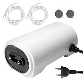 Aquarium Air Pump, 8 Watts, Adjustable Aquarium Oxygen Pump, Oxygen Pump, Aquariums, Powerful Aerator Pump, with Accessories with 2 Air Outlets