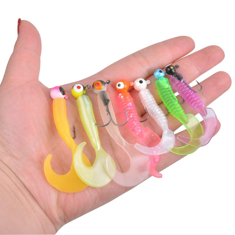 Weiche Angelköder mit Haken, Jig-Köder, weicher Wurmköder aus Silikon, Set