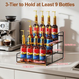 Nuovoware Coffee Syrup Organizer, 3-Tier, 12 Bottles, Black