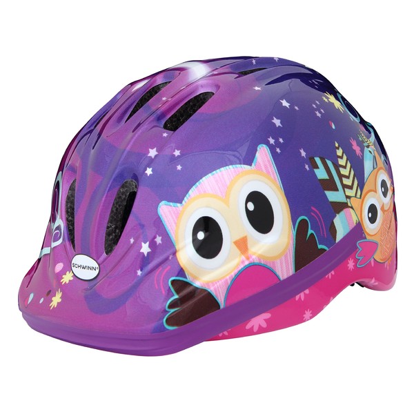 Schwinn Kids Character Bike Helmet, Infant and Toddler, Bicycle, Scooter, Skateboard Helmet, Age 3-5 Years Old, Comfortable Dial Fit Adjust, Fit 48-52 cm, Toddler, Purple Owl