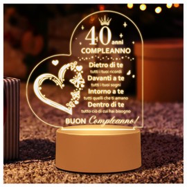 Gift 40 Years Woman, Acrylic Night Light, 40th Birthday Woman, Gift Woman 40 Years, Gift Idea Birthday Woman 1984, Suitable for Women's Day, Mother's Day