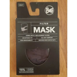 Original Buff Buff Coolnet UV Adjustable Adult Face Mask + 5 Replacement Filters Charcoal Grey