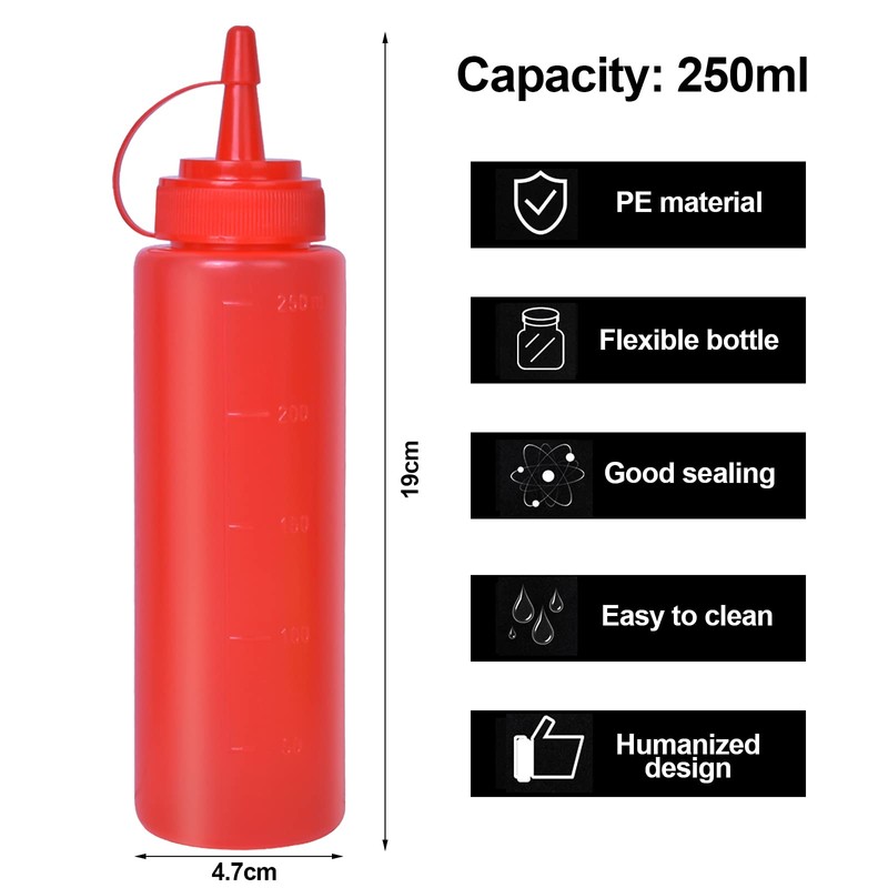 Doryum 3 Pack Plastic Squeeze Bottle, Condiment Squeeze Bottles with