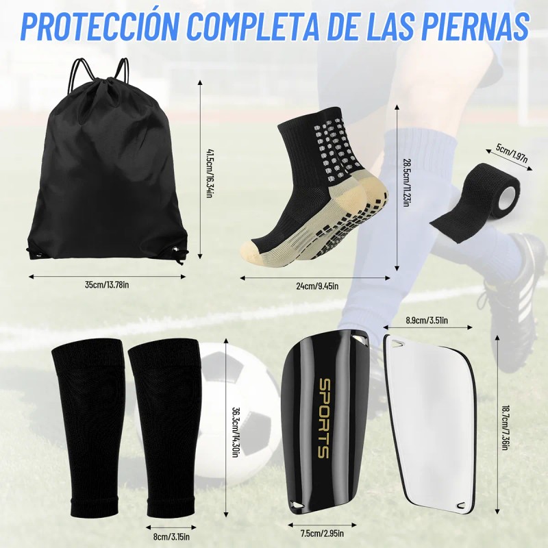 7 Calceta Antideslizantes Fútbol Y Manga Media Y Espinillera