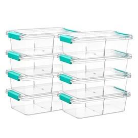 Vtopmart - Caja de lápices apilable transparente de 1.5 cuartos con divisor