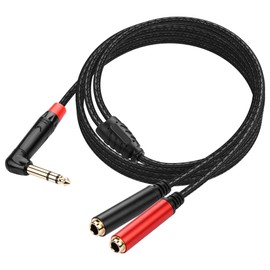 SinLoon 1/4 Inch TRS Stereo Y Splitter Cable 90 Degree 6.35mm TRS Male to Dual 6.35mm Female Cable for Audio Equipment Gold Plated Connectors Durable PVC & Copper Construction 1.8M/5.9ft