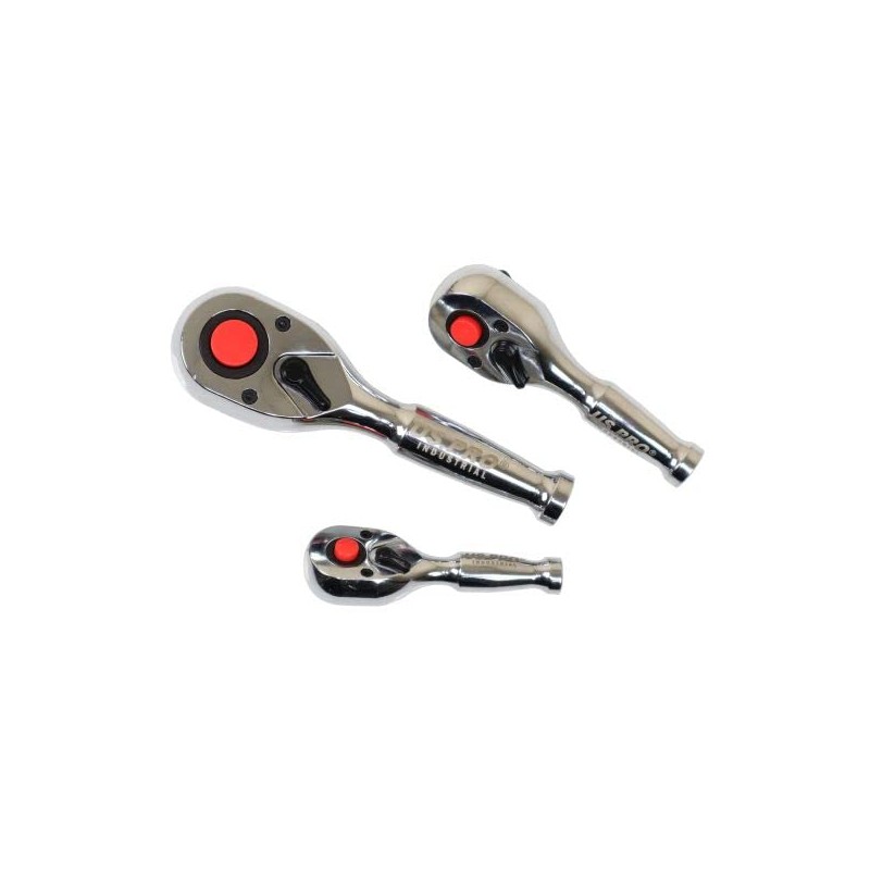 US PRO INDUSTRIAL Stubby Short Ratchet Socket Wrench Set 90