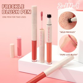 2-in-1 Freckle & Blush Pen Pro Kit: Light Ash Brown Faux Freckle Stamp + Dusty Rose Liquid Blush | Waterproof, Natural Finish | (03)
