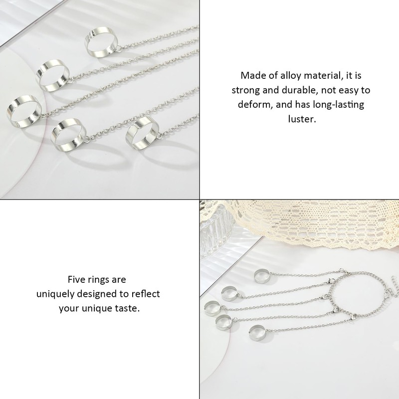 BEIBXHQQ 1 Piece Open Ring with Chain, Finger One Piece
