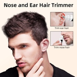 Nasenhaartrimmer, wiederaufladbare kabellose Ohr Augenbrauen Trimmen Werkzeug Dual-Edge-Klingen Rasierapparat einfache Reinigung mit Anzeigelampe für Mann Frau(Weiß)