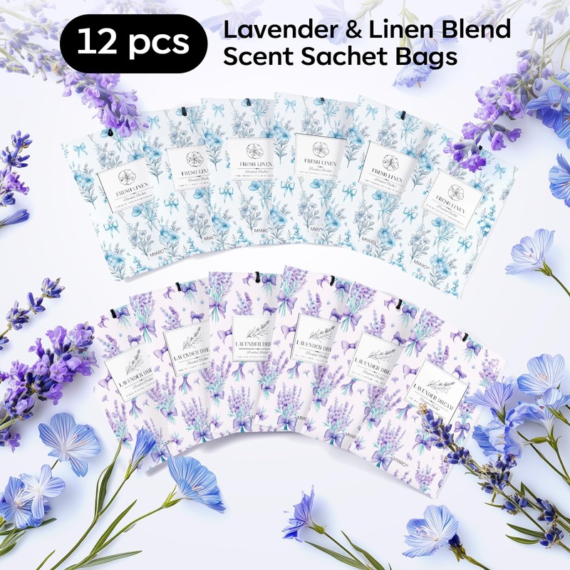 MYARO 20 Packs Lavender Linen Scent Sachet Long Lasting Closet