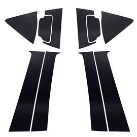 Start Side Universal Sticker For Vezel Car Carbon Style Cover Rear Door Knob Side Pillar Left and Right Set Protective Sticker (Black Black Rear Knob Side Pillar Left and Right Set)