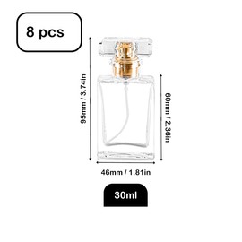Rixoxo Empty Perfume Bottle Refillable 8 PCS 30ml Glass Clear Travel Perfume Spray Atomizer Bottle Container Perfume Fine Mist Spray Bottle Perfume Pump Bottle Dispenser (Square 30ml-8PCS)