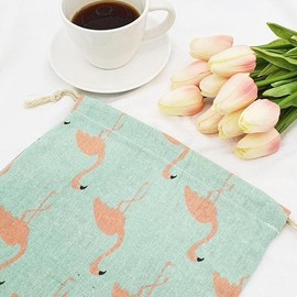 Linen Pouch Flamingo Large / 린넨 파우치 홍학 대