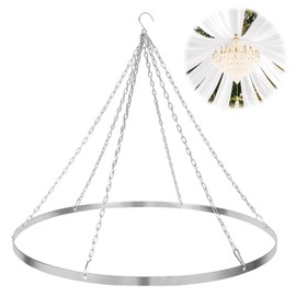 Yudlto 24 Inch Silver Ceiling Drapes Hanging Kit for 6 Panels, Metal Canopy Hoop Hardware Set for Wedding Ceiling Draping Fabric, Indoor & Outdoor Decoration (24 inch)
