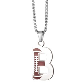 EZUY GNAY Letter B Football Stainless steel Football Necklace Player Number Pendant silver Athlete Letter Jewelry