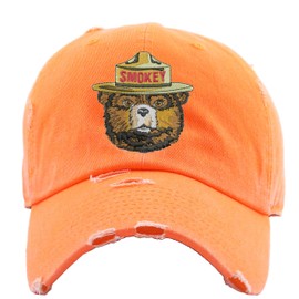 Smokey Bear Dad Hat Embroidered Adult Vintage U.S. Forest Service Cap Adjustable Hat (Neon Orange)