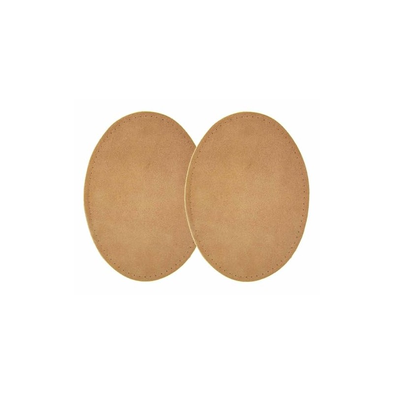 -2 Sew-on Large Natural Suede Leather Elbow Patches Size 4.75